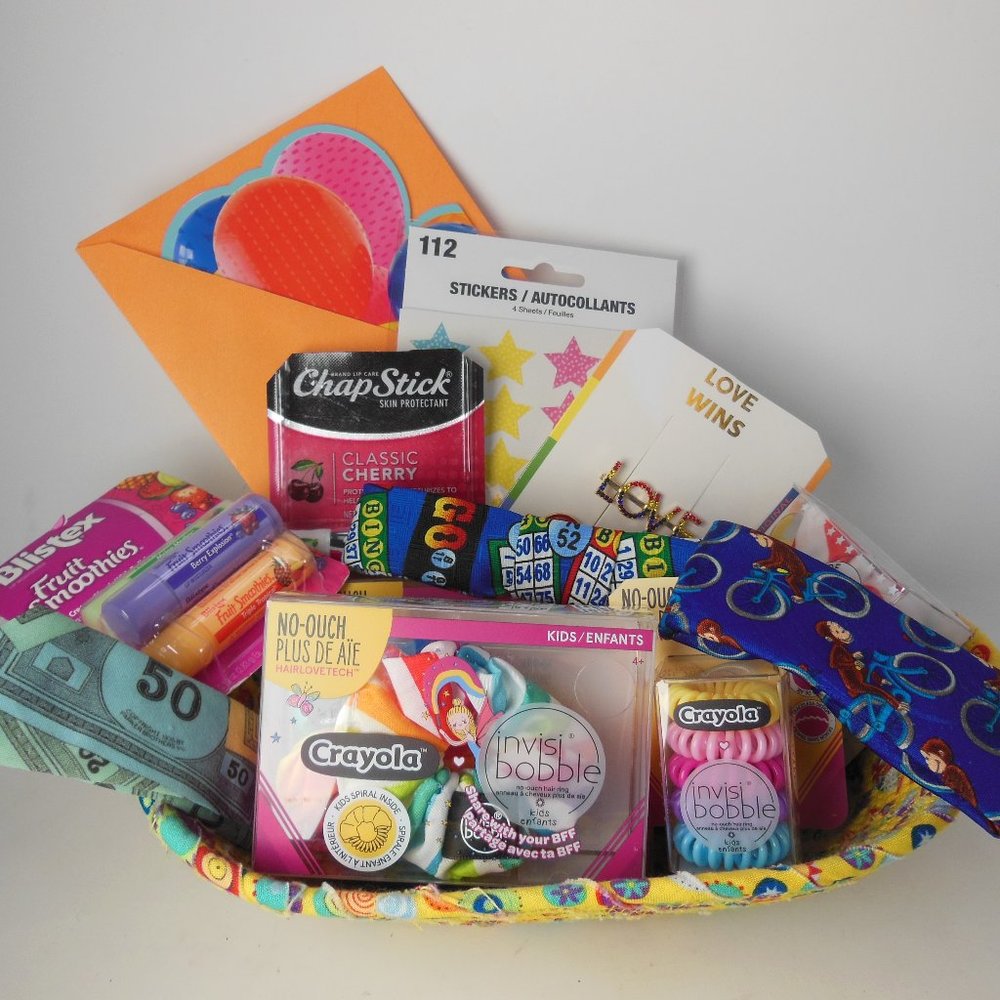 Girls Hair Bangles Gift Basket, Girl Birthday Gift, 22 hair ornaments BD card